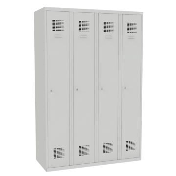 Čtyřdveřová kovová šatní skříň s dlouhými dveřmi Sum 340 W lx