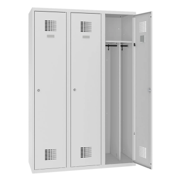 3-dveřová kovová šatní skříň s přepážkou Sum 430 W