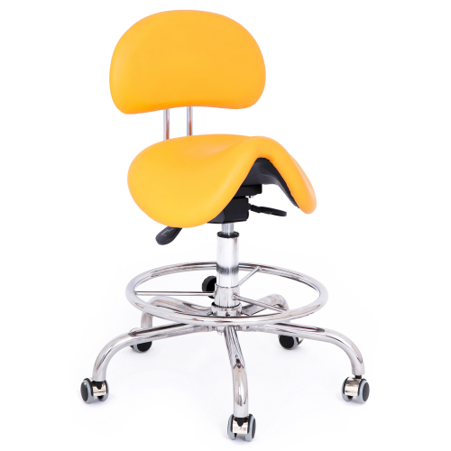 Ergonomická sedlová zdravotnická židle s nastavitelným opěradlem a kruhovou opěrkou nohou V069CAB